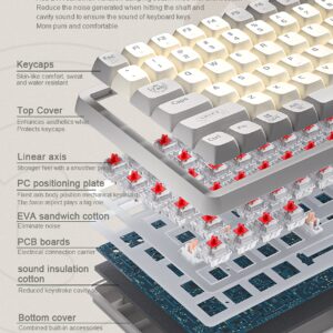 Cmokifuly GK102 Wired Mechanical Keyboard,Hotswap Linear Switch Keyboard RGB Backlits MDA Profile Keycap Gaming Keyboard for Mac/Win System Compact Mechanical Keyboard (Creamy Rider 102 Keys)