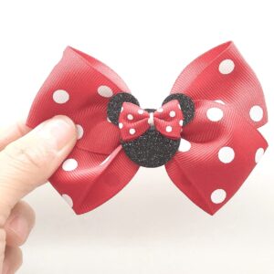 RCJERA Hair Clip, Baby Girl Mouse Ears Hair Bows Clips, 4pcs Polka Dot Hair Accessory for Baby Kids Girls Women, Mice Hair Accessories for Glitter Party Princess Decoration Cosplay