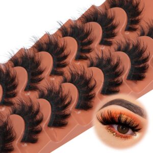 Fluffy Lashes 8D False Eyelashes 20mm Faux Mink Lashes Natural Fake Lashes Thick Volume Eyelashes 7 Pairs Cat Eye Lashes Multipack by TOOCHUNAG