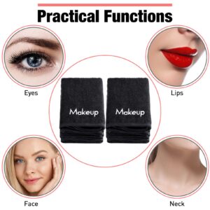 Chumia 72 Pcs Makeup Remover Towels 13 x 13 Face Cotton Washcloths with Makeup Embroidery Black Facial Reusable Makeup Remover Cloth Soft Cleansing Makeup Washcloths for Women