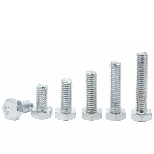 100 PCS Full Teeth Carbon Steel Plating White Zinc Outer Hexagonal Bolt, for Mechanical AccessoriesM5x50mm