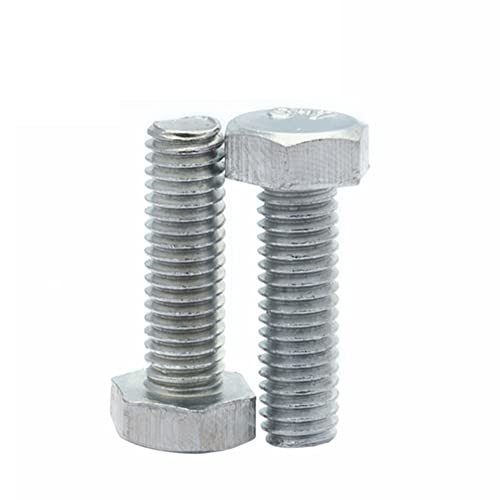 100 PCS Full Teeth Carbon Steel Plating White Zinc Outer Hexagonal Bolt, for Mechanical AccessoriesM5x50mm