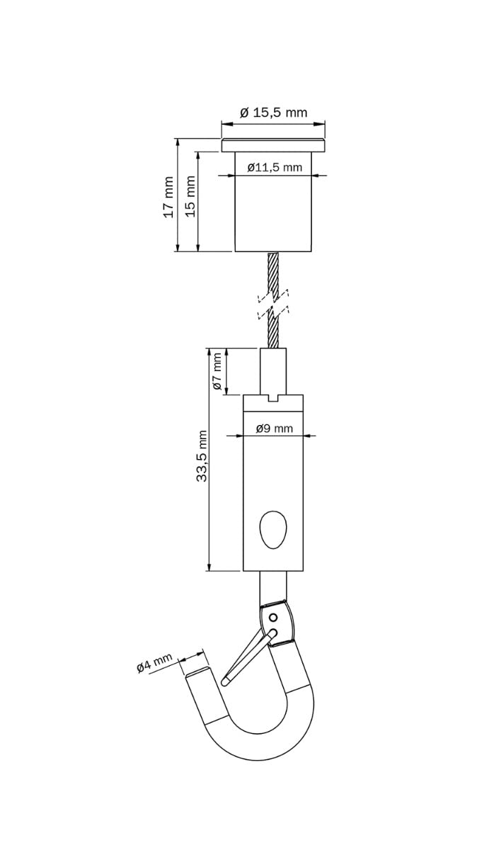 STAS suspension set with safety hook and ceiling mount (Pack of 2x)