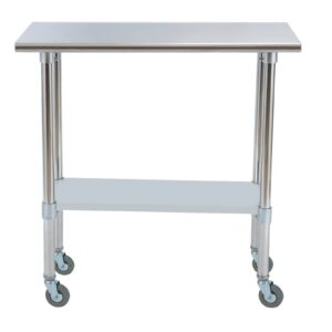 stainless steel work table w/undershelf and casters,30" x 18" inch commercial kitchen work & prep table for for restaurant, home and hotel.