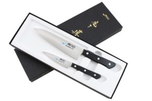 mac knife chef series 2-piece starter knife set h-10, hb-70 chef series 7.25" gyutou-style chef's knife and hb-40 chef series 4" paring knife, handcrafted in seki, japan