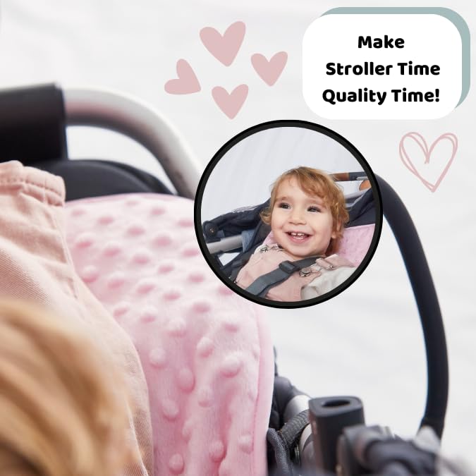 Pramglam Looky Lou Stroller Mirror - See Your Baby's Face on Stroller Walks. Stroller Accessories to Connect & Engage with Baby or Toddler in Pram or Jogging Stroller. Universal Stroller Attachment.