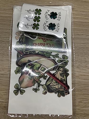 St Patricks Day Temporary Tattoos，70 Sheets 200+ Styles St Patricks Decoration Green Clover Shamrock Leprechauns Irish Flag Party Accessories Fake Tattoo Stickers for Men Women kids