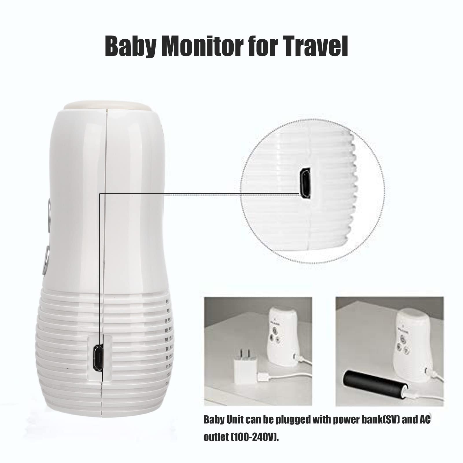 Audio Baby Monitor, 2.4GHz Wireless Audio Baby Monitor, Two Way Intercom Baby Care Monitor with Night Light 100‑240V (US Plug)