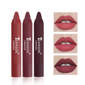 XINGXYUEL 3PCS Nude Lipstick Set Matte Lip Stick Waterproof Long Lasting Lipstick Non-Stick Cup Velvet Lip Gloss Lip Stain Professional Lip Makeup Matte Lipstick Set D