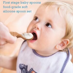 YMCF Products Baby's First Spoon | Self-Feeding Spoon | Toddler Utensil | BPA-Free Silicone 4-Pack (Natural Rose)