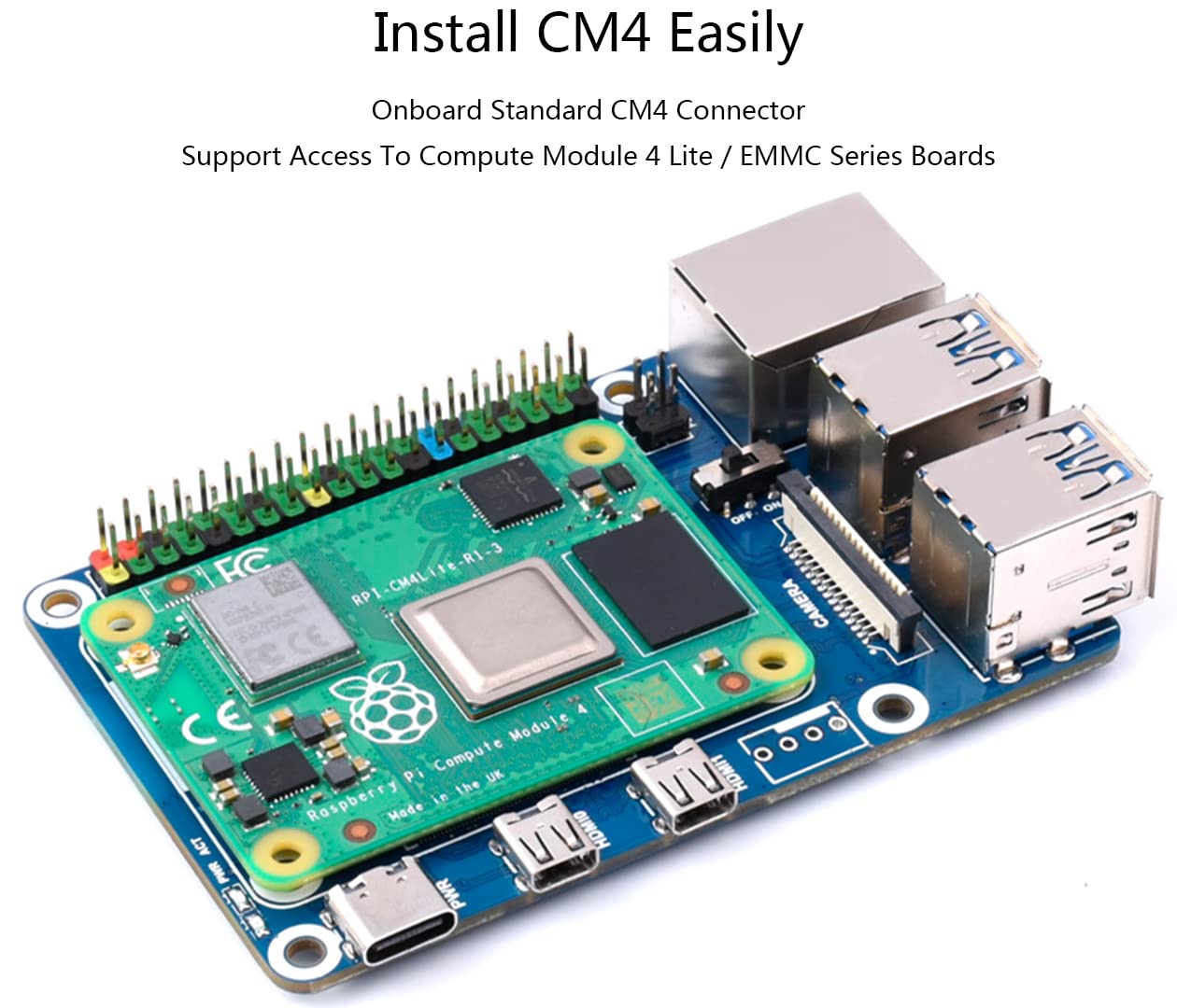 Compute Module 4 to Raspberry Pi 4B Adapter, Based on Compute Module 4 to Reproduce Original Appearance of Pi 4, Alternative for Raspberry Pi 4B,Compatible with Pi 4B Series Hats