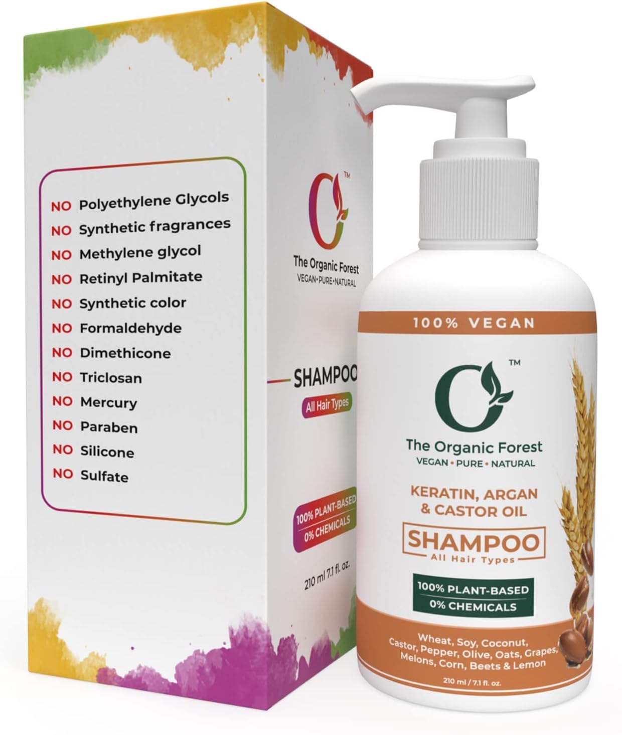 Sulfate Free Keratin, Castor Oil & Moroccan Argan Oil Shampoo | Moisturizing, Color Safe Shampoo for Dry, Oily, & Thinning Hair | Paraben-Free, No Sodium Lauryl Sulfate, Dry Scalp Repair