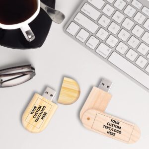 Paintechz Custom Logo Wood USB Flash Drives 100 Pack, Personalized Text Bulk - as Corporate Gifts and Promotional Giveaways - 512MB