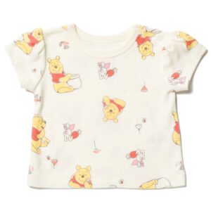 Disney Piglet Winnie the Pooh Newborn Baby Girls French Terry Short Overalls and T-Shirt Pink/White 0-3 Months