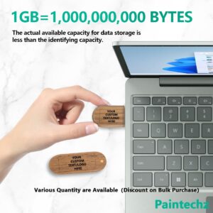 Paintechz Custom Logo Wood USB Flash Drives 100 Pack, Personalized Text Bulk - as Corporate Gifts and Promotional Giveaways - 512MB