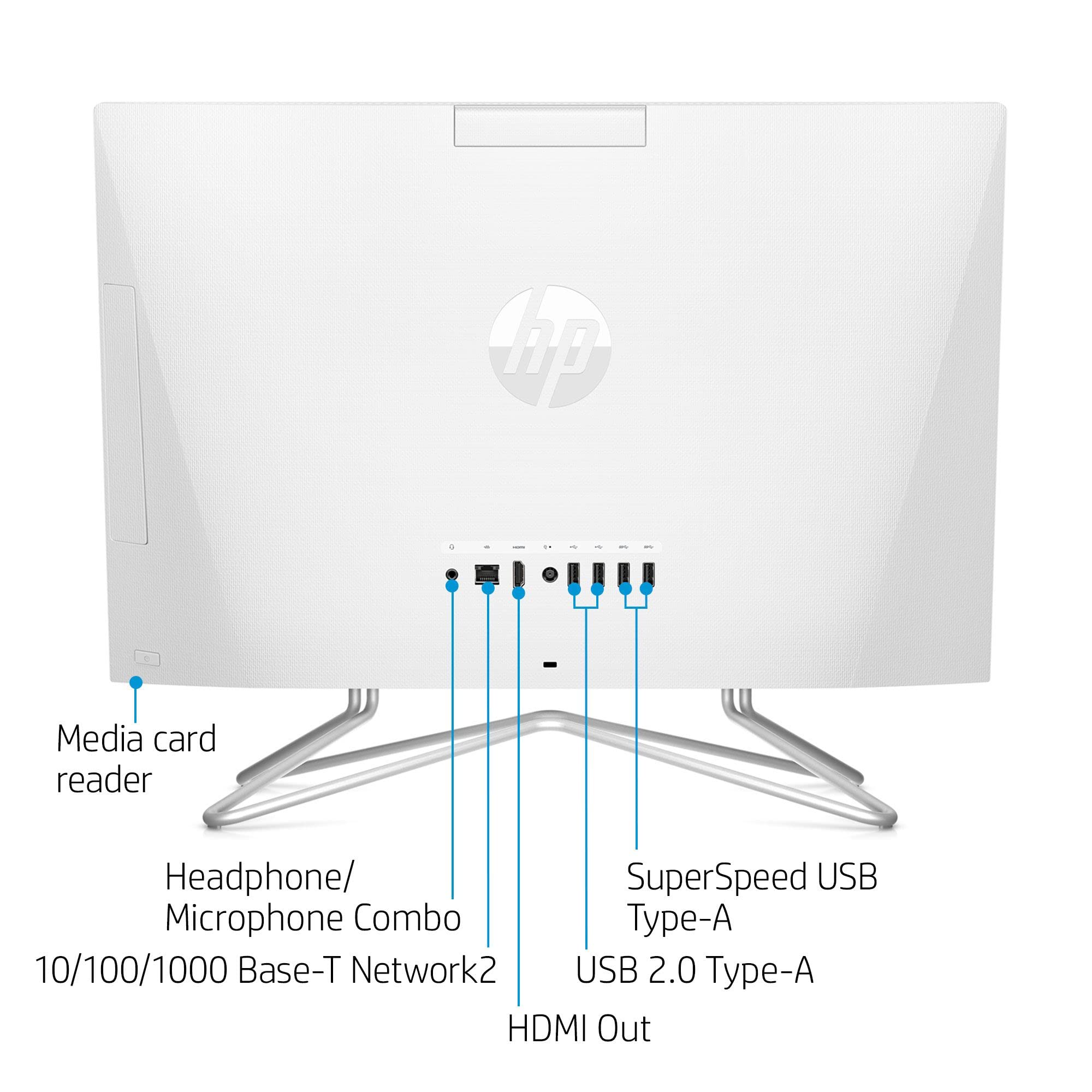 Latest HP All-in-One Desktop | 21.5" FHD Display | Intel 4-Core Celeron J5040 | Intel UHD Graphics | 16GB DDR4 512GB NVMe SSD | WiFi | BT | HDMI | Webcam | RJ45 | Internal Speaker | Windows 11 Home