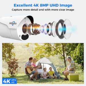 [4K HD+3TB HDD] Hiseeu 4K Security Camera System, PoE Security Camera System w/4pcs IP PoE Cameras, 121° Wide View, IP67 Waterproof, Free Remote Access, WDR, Human Detect, 7/24 Record