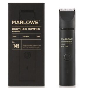 MARLOWE. No. 145 Body Hair Trimmer for Men, Forest Black, Lightweight Waterproof Personal Groomer, Ceramic Blades, Adjustable Comb Lengths & Rechargeable Battery for Head to Toe Male Grooming