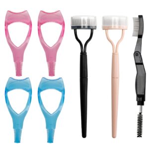 7pcs eyelash mascara tool, eyelash separator mascara applicator, folding eyelash comb eyebrow brush for women girl making up supplies (black, pink, blue)