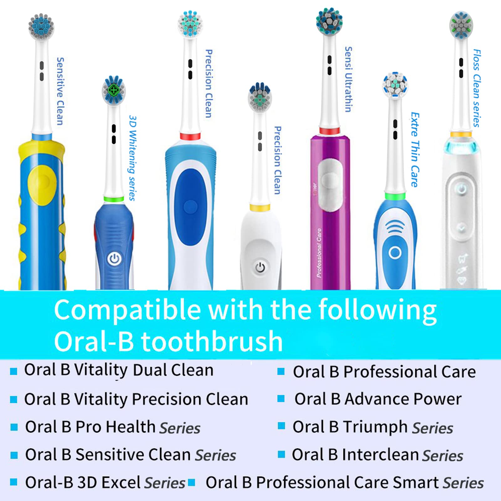 Toothbrush Heads for Oral B Braun Replacement Heads, Professional Electric Toothbrush Heads, Precision Clean Brush Heads Refill Compatible with Oral-B 8000/Pro 9600/1000/ 3000/5000/7000 (EB50XA)