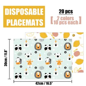 CNYMANY 40 pcs Disposable Bibs and Placemats for Baby, Leak Proof Travel Feeding Bibs and Place Mats for Infants Toddlers for Traveling and Outdoor Use