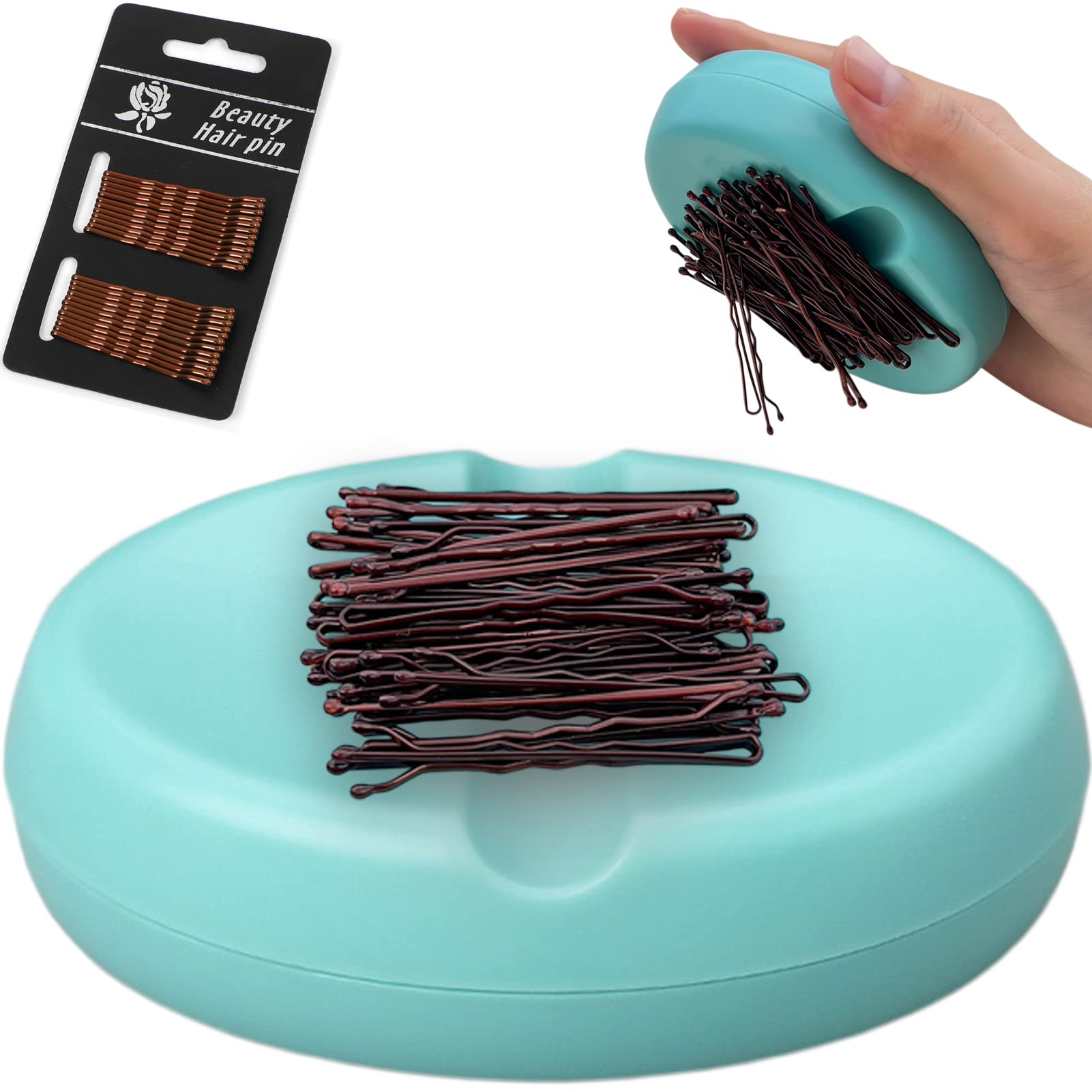 Magnetic Hair Clip and Sewing Pin Holder Cushion with 24 Bobby Pins