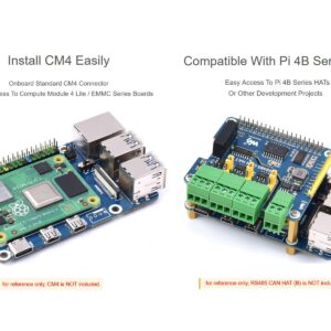 waveshare CM4 to Raspberry Pi 4B Adapter, Alternative Solution for Raspberry Pi 4B, Onboard Standard CM4 Connector, 4-CH USB 3.0 Ports, RJ45 Gigabit Ethernet Port, PoE Header etc.