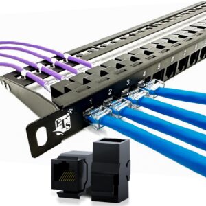 ets 24 port patch panel cat6 0.5u inline pass through keystone coupler utp high density