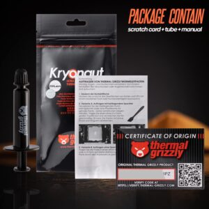 Thermal Grizzly Kryonaut CPU Thermal Paste - High Performance PC Thermal Paste Kit for Cooling All Processors, Graphics Cards and Heat Sinks in Computers and Consoles - Thermal Grease 1g Combo