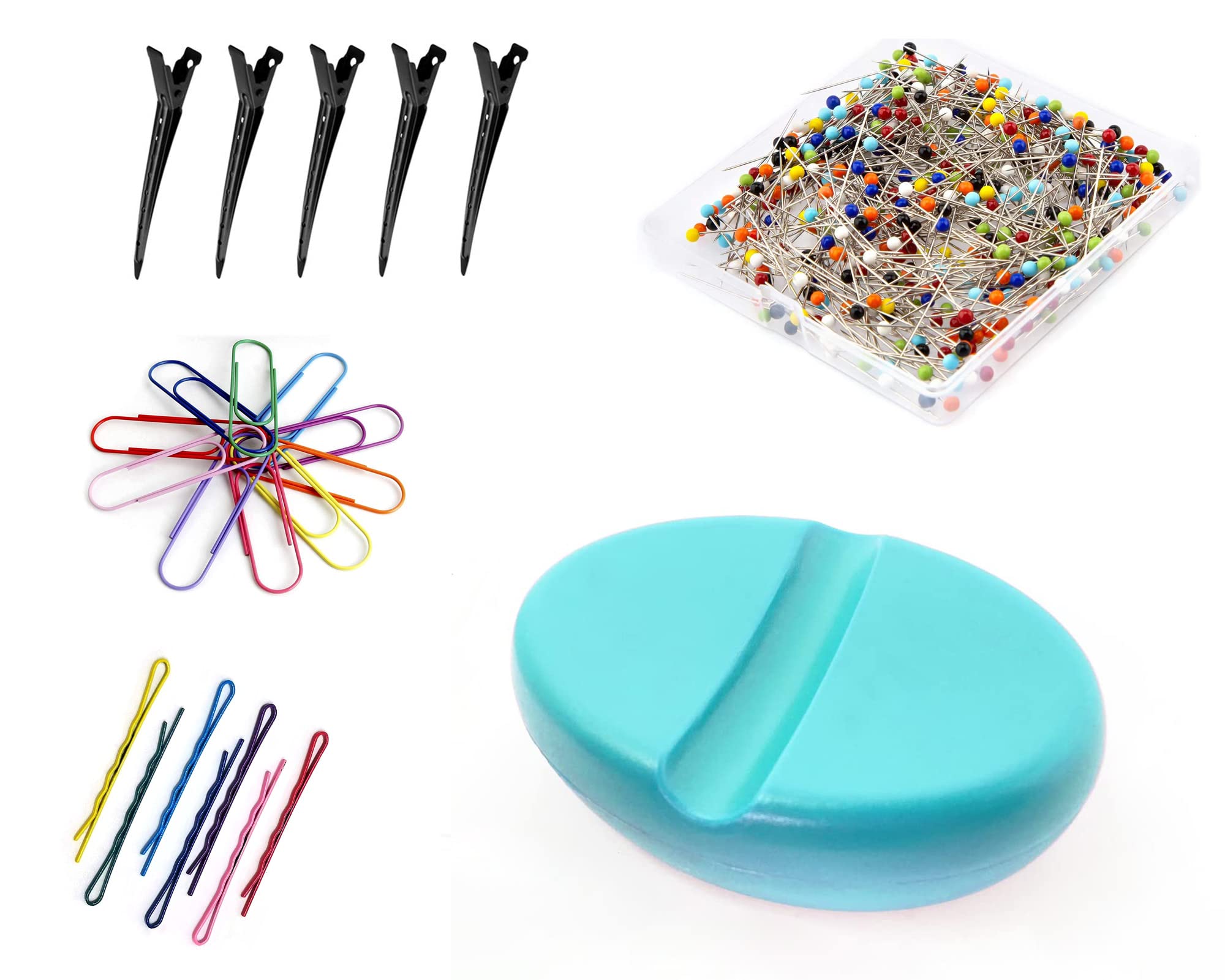 Magnetic Hair Clip and Sewing Pin Holder Cushion with 24 Bobby Pins