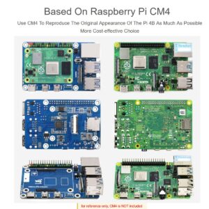 waveshare CM4 to Raspberry Pi 4B Adapter, Alternative Solution for Raspberry Pi 4B, Onboard Standard CM4 Connector, 4-CH USB 3.0 Ports, RJ45 Gigabit Ethernet Port, PoE Header etc.