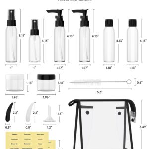 Morfone Travel Bottles kit, TSA Approved Travel Size Containers for Toiletries Leak Proof Refillable Liquid Travel Accessories with Toiletry Bag for Cosmetic Shampoo Conditioner Lotion