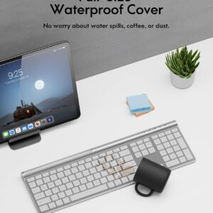 CHESONA Wireless Bluetooth Keyboard, Bluetooth/Wired Dual-Mode Keyboard for MacBook Air/Pro/iMac, Ultra-Slim Rechargeable, Silent Full-Size Keyboard for MacOS/iPadOS/iPhone OS,Silver White