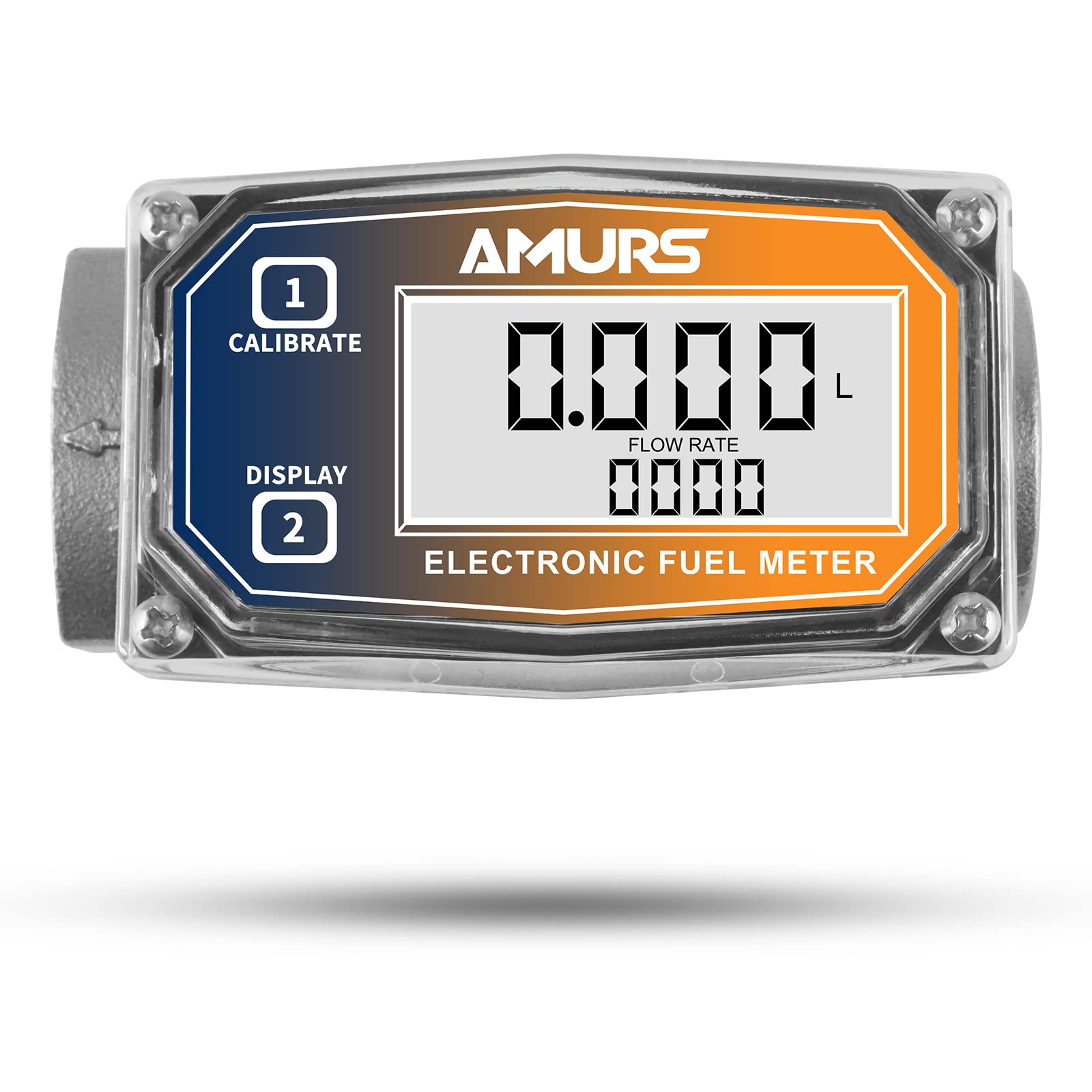 Turbine Flow Meter Fuel Flowmeter with LCD Display Oil Fuel Flowmeter 1 inch Stainless Steel Digital Flowmeter with NPT Counter for Measure Diesel Kerosene Gasoline