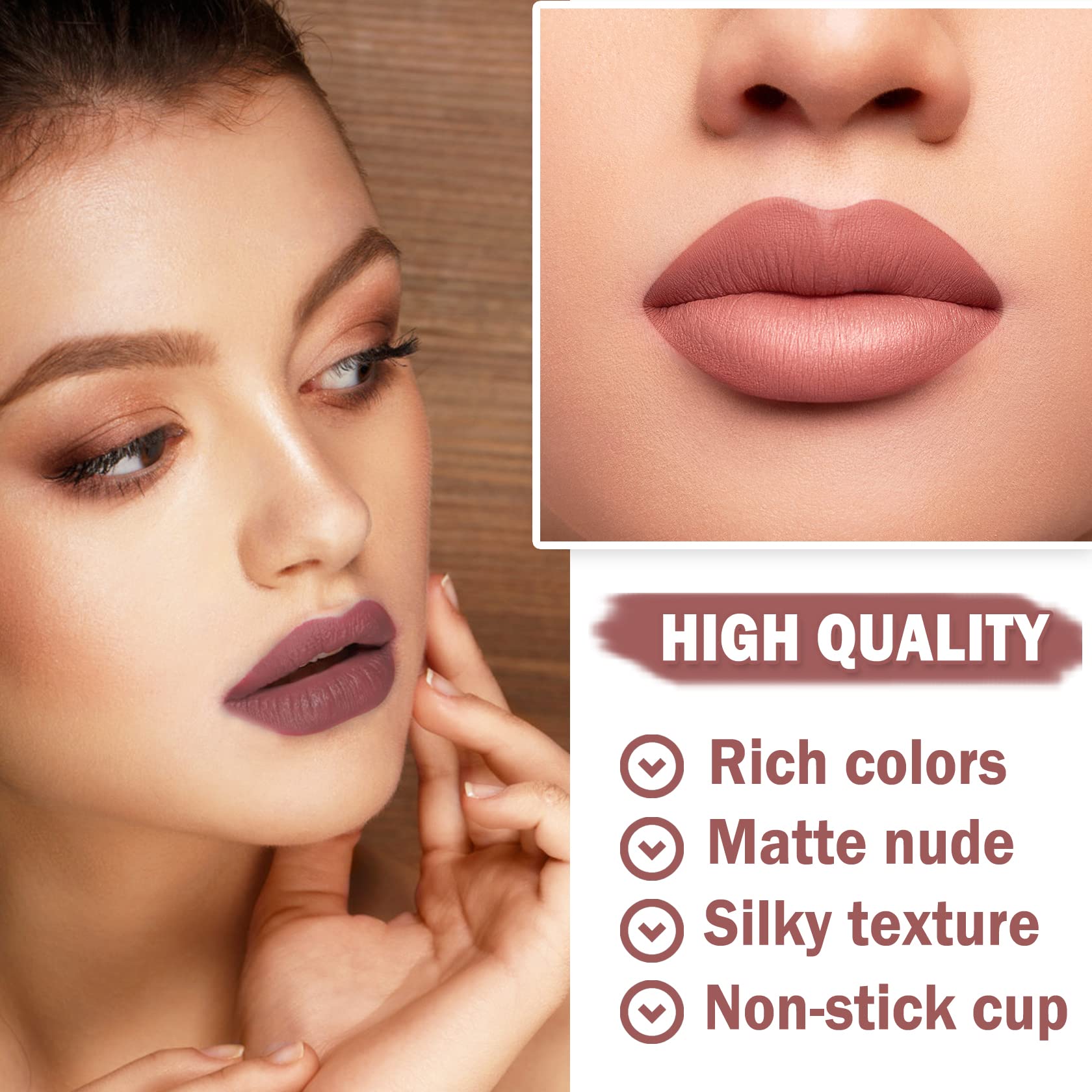 XINGXYUEL 3PCS Nude Lipstick Set Matte Lip Stick Waterproof Long Lasting Lipstick Non-Stick Cup Velvet Lip Gloss Lip Stain Professional Lip Makeup Matte Lipstick Set D