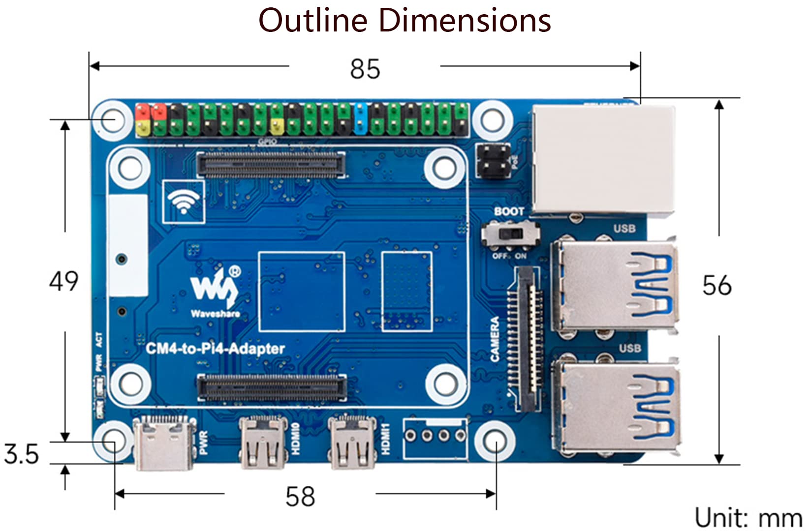 Compute Module 4 to Raspberry Pi 4B Adapter, Based on Compute Module 4 to Reproduce Original Appearance of Pi 4, Alternative for Raspberry Pi 4B,Compatible with Pi 4B Series Hats