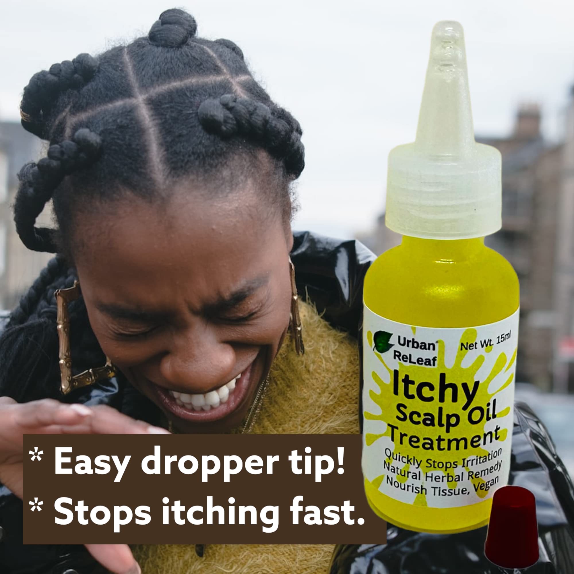 Urban ReLeaf Itchy Scalp Oil Treatment ! Braids, Wigs, Weaves, Tight Hairstyles & Itchy Skin Relief, Shaved Bald Head, Quickly Soothe Irritation, Natural Herbal Remedy, Made Fresh in USA!