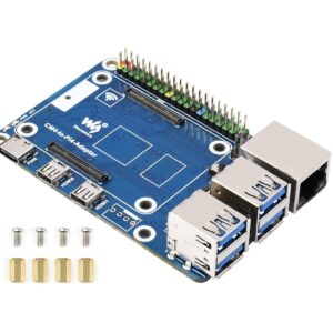 waveshare CM4 to Raspberry Pi 4B Adapter, Alternative Solution for Raspberry Pi 4B, Onboard Standard CM4 Connector, 4-CH USB 3.0 Ports, RJ45 Gigabit Ethernet Port, PoE Header etc.