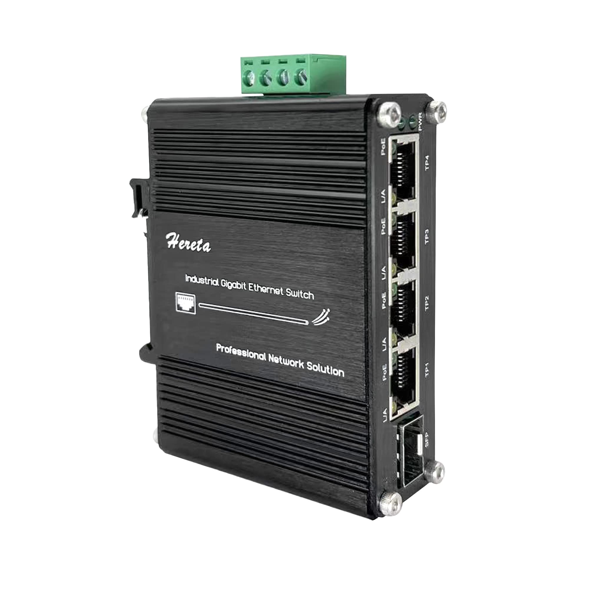 Industrial 5-Port Switch Gigabit PoE+ Ethernet Switch 4 Ports 120W PoE+ Injector 10/100/1000Base-T & 1 Port 100/1000Base-X Dual Rate SFP 12~48VDC Wide Range Power Input