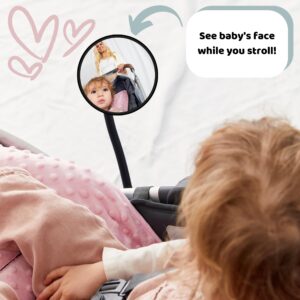 Pramglam Looky Lou Stroller Mirror - See Your Baby's Face on Stroller Walks. Stroller Accessories to Connect & Engage with Baby or Toddler in Pram or Jogging Stroller. Universal Stroller Attachment.