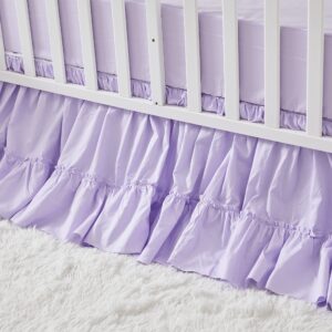 Brandream Purple Baby Girls Crib Bedding Set with Embroidered Butterfly Quilt, Crib Sheet, Crib Bed Skirt | 6-Piece Cotton Nursery Bedding Set