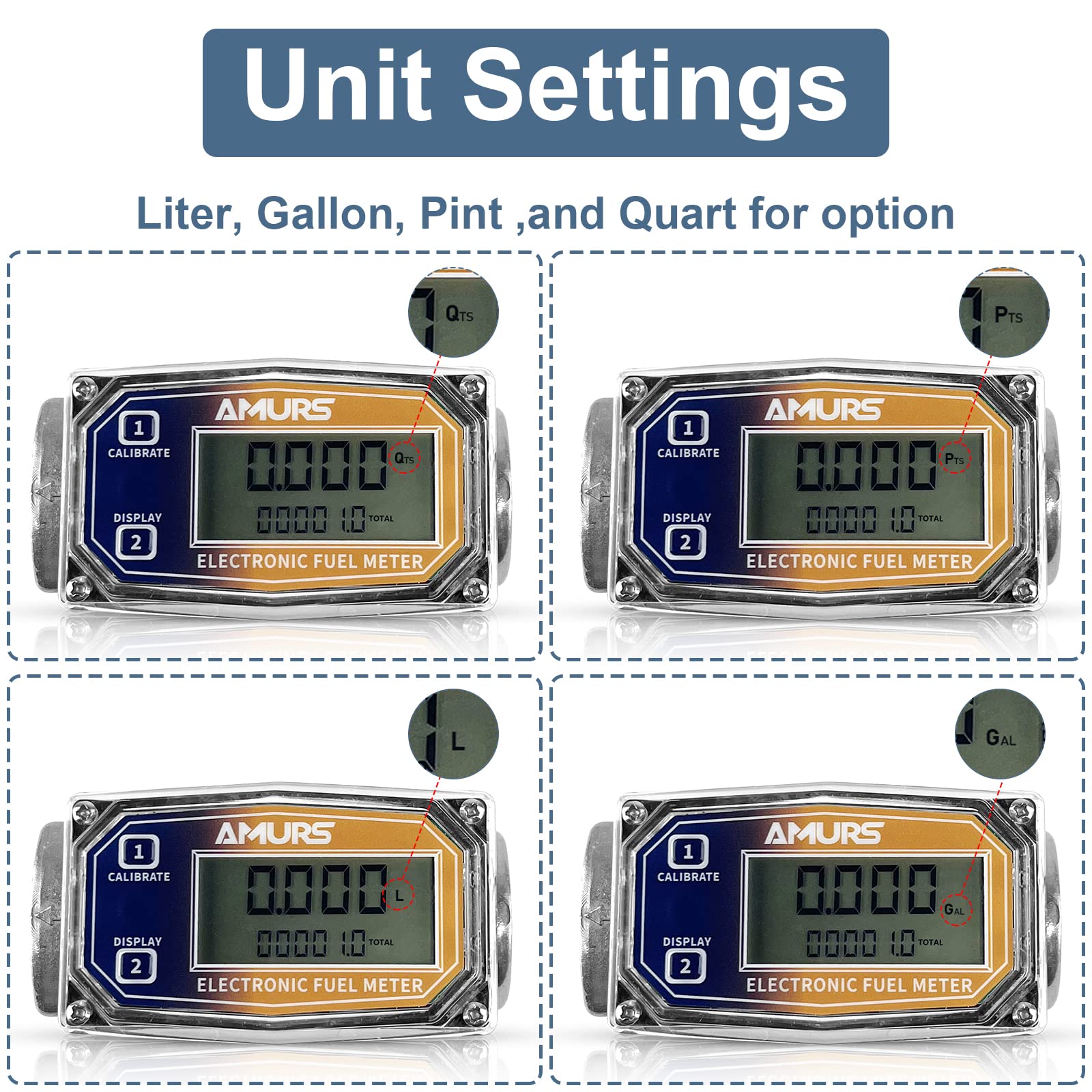 Turbine Flow Meter Fuel Flowmeter with LCD Display Oil Fuel Flowmeter 1 inch Stainless Steel Digital Flowmeter with NPT Counter for Measure Diesel Kerosene Gasoline