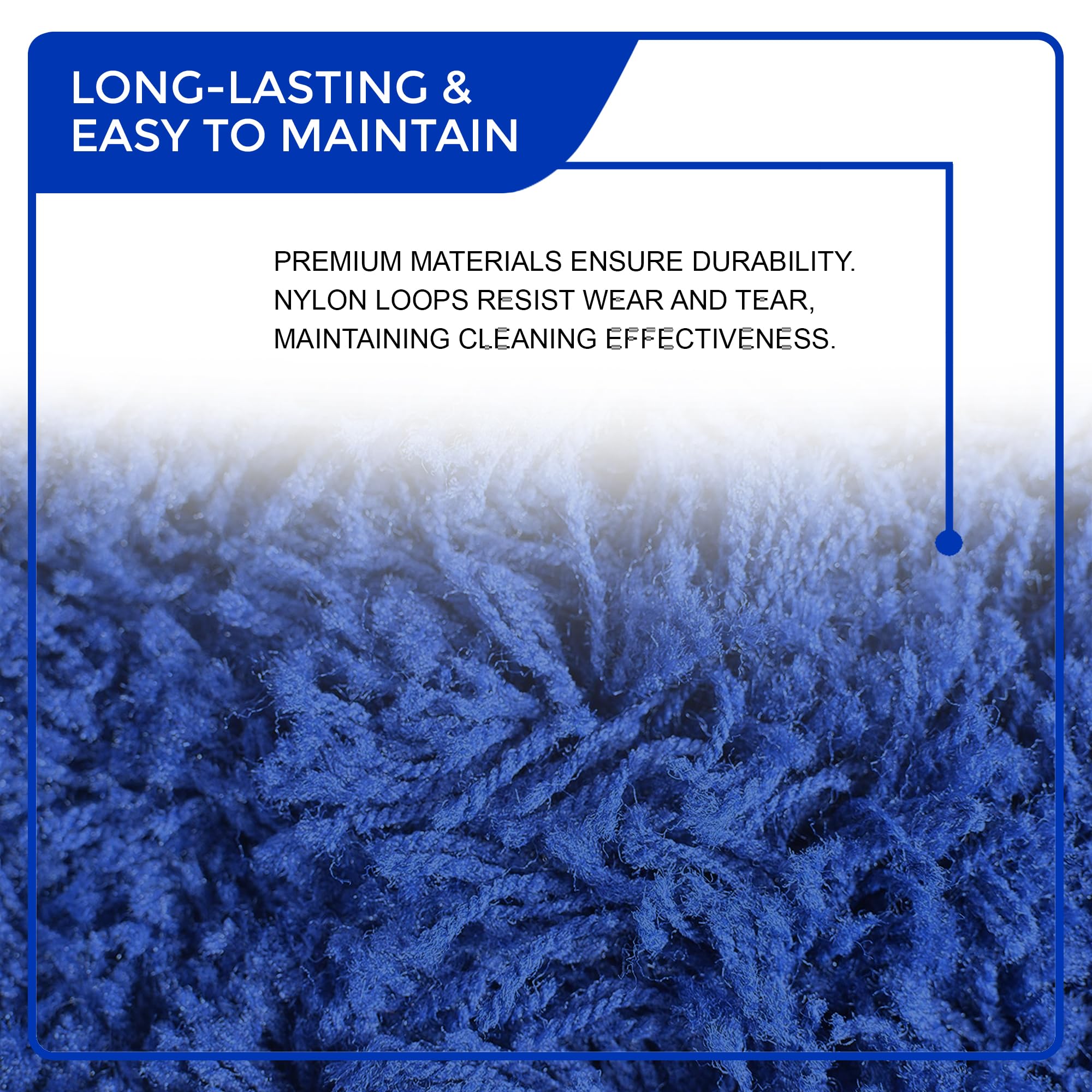 Nine Forty 2-Pack 24-Inch Premium Nylon Dust Mop Replacement Head - Heavy Duty Refill for Industrial, Commercial, and Residential Cleaning - Dry Floor Duster for Hardwood Surfaces - Blue (2-Pack)