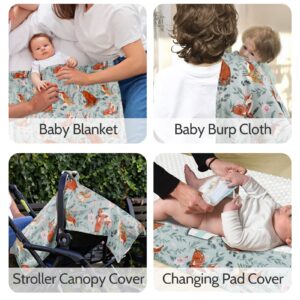 Baby Carseat Cover Boys & Girls, Peekaboo Opening Minky Carseat Canopy, Woodland Animals