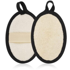 rasdder 2pcs loofah exfoliating body scrubber, biodegradable shower luffa pad, natural loofah sponge, loofah for men and women (black)