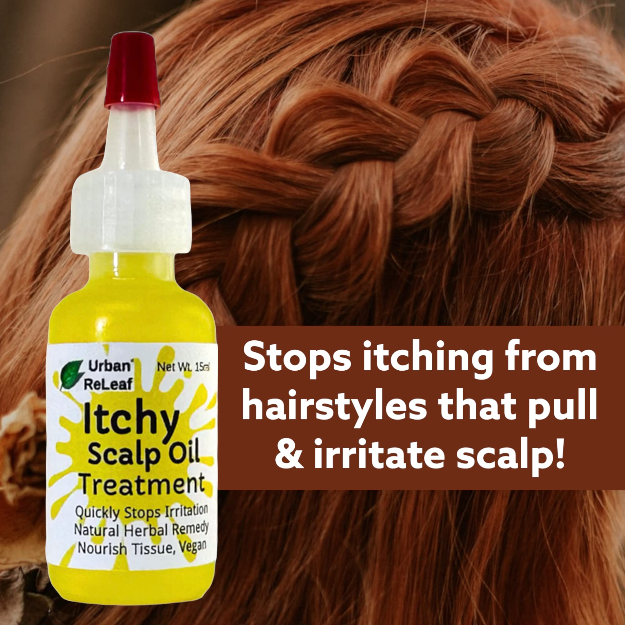 Urban ReLeaf Itchy Scalp Oil Treatment ! Braids, Wigs, Weaves, Tight Hairstyles & Itchy Skin Relief, Shaved Bald Head, Quickly Soothe Irritation, Natural Herbal Remedy, Made Fresh in USA!