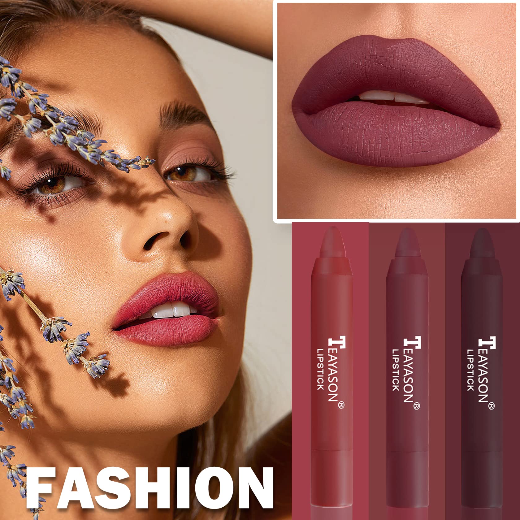 XINGXYUEL 3PCS Nude Lipstick Set Matte Lip Stick Waterproof Long Lasting Lipstick Non-Stick Cup Velvet Lip Gloss Lip Stain Professional Lip Makeup Matte Lipstick Set D