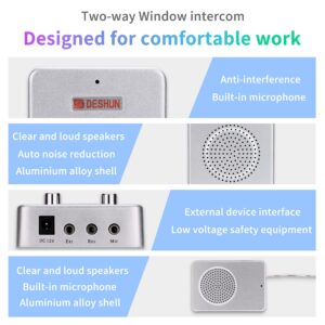 DESHUN Window intercom System Dual Way, Window Speakers, A walkie-Talkie That can be Attached to Glass,Built-in Microphone, intercom System for The Business/Bank/Office/Hospital/Station/Catering