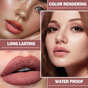 XINGXYUEL 3PCS Nude Lipstick Set Matte Lip Stick Waterproof Long Lasting Lipstick Non-Stick Cup Velvet Lip Gloss Lip Stain Professional Lip Makeup Matte Lipstick Set D