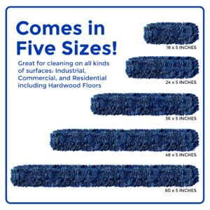 Nine Forty 2-Pack 24-Inch Premium Nylon Dust Mop Replacement Head - Heavy Duty Refill for Industrial, Commercial, and Residential Cleaning - Dry Floor Duster for Hardwood Surfaces - Blue (2-Pack)